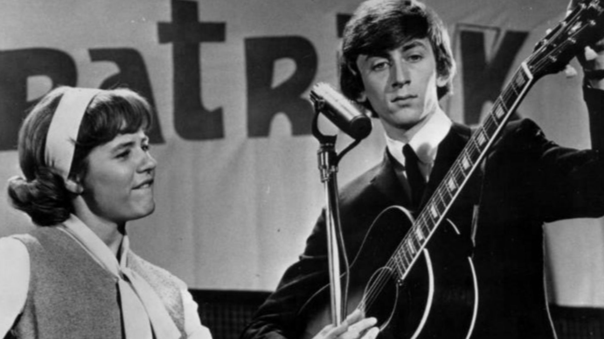 Photo of Patty Duke and Jeremy Clyde, half of the singing duo Chad and Jeremy, from The Patty Duke Show.