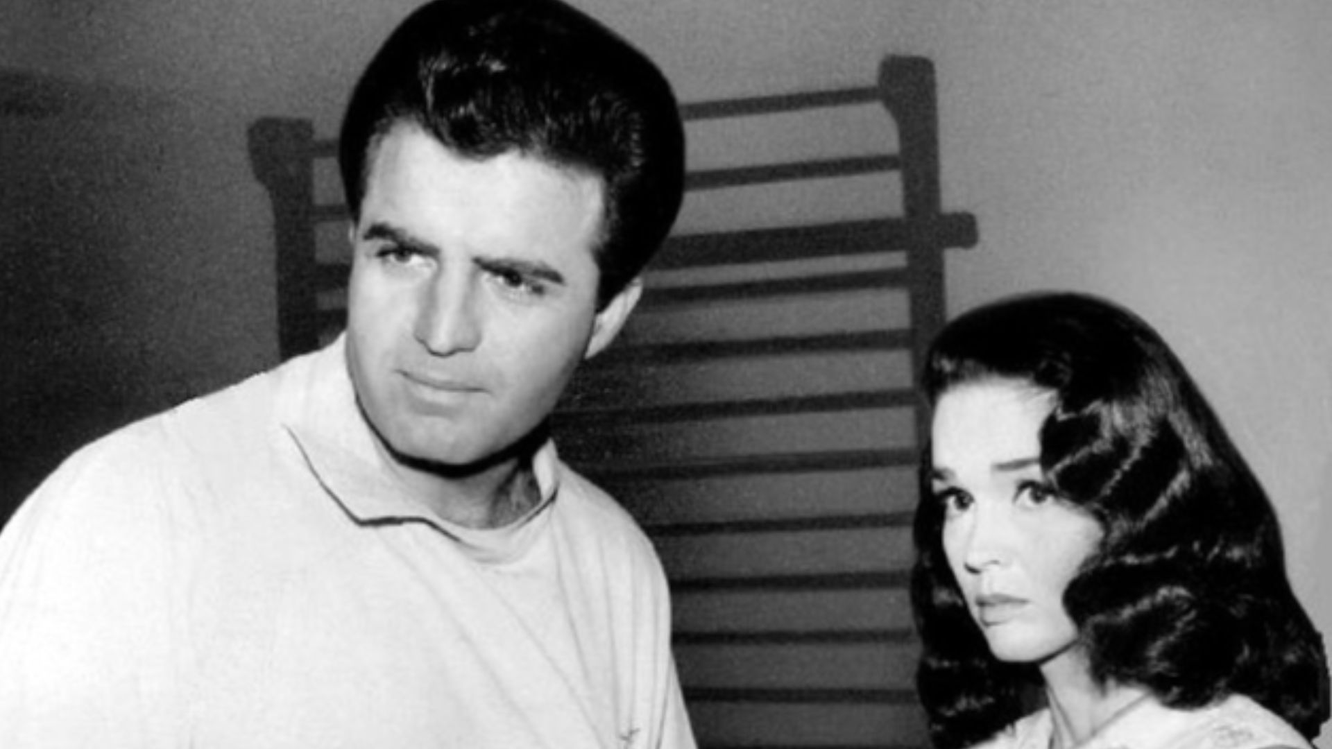 Photo of Vincent Edwards as Ben Casey and guest star Kathryn Crosby (second wife of Bing) from the television program Ben Casey.