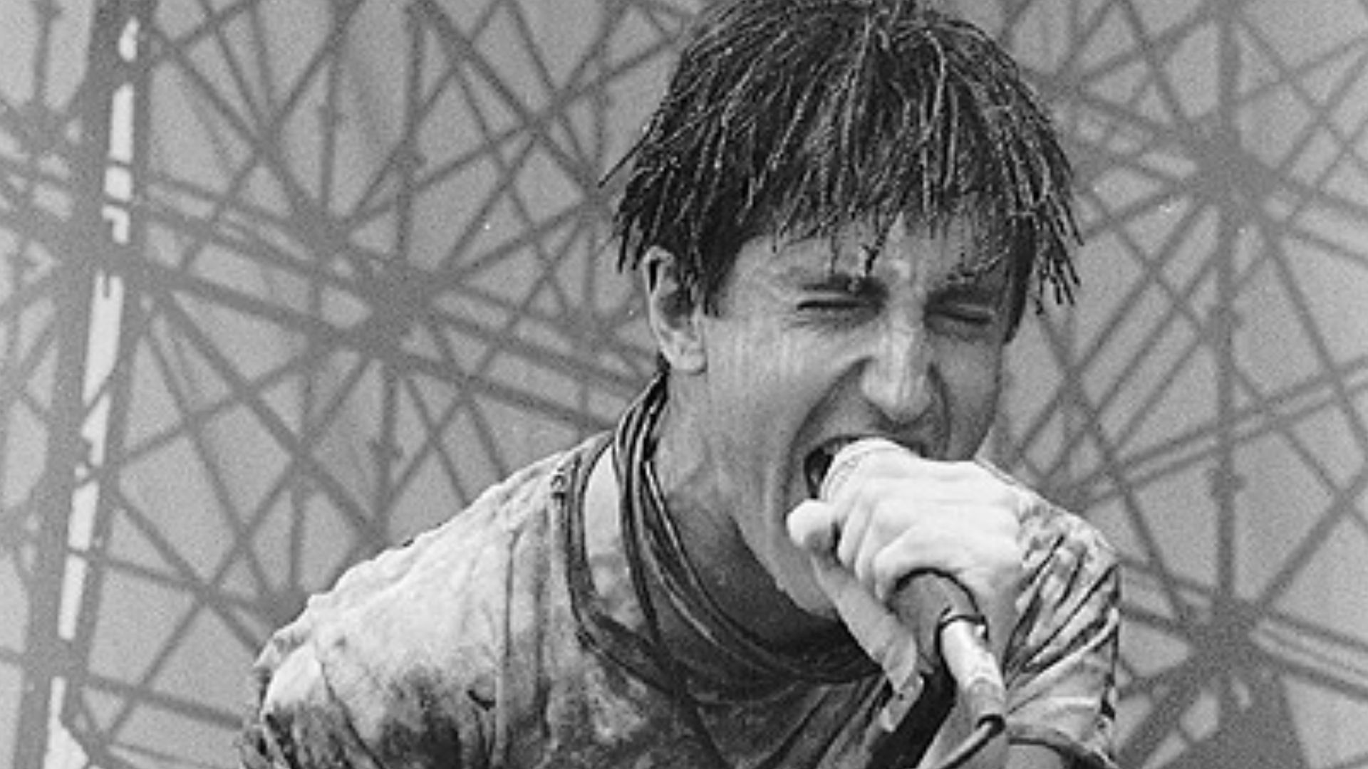 Trent Reznor of Nine Inch Nails during a live performance in the Lollapalooza tour