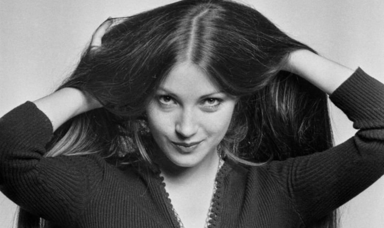 Actress Jane Seymour posing with her hands in her hair during a studio shot, September 15th 1972.