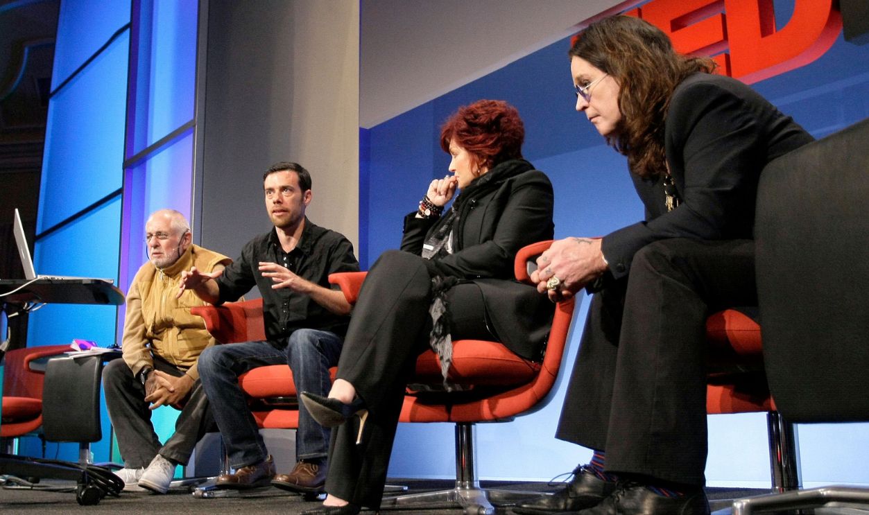 TEDMED 2010 In San Diego - Day 3 (L-R) TEDMED Chairman and Founder Richard Saul Wurman, Genomicist Nathaniel Pearson, Sharon Osbourne and Ozzy Osbourne at the final session of TEDMED on October 29, 2010 in San Diego, California