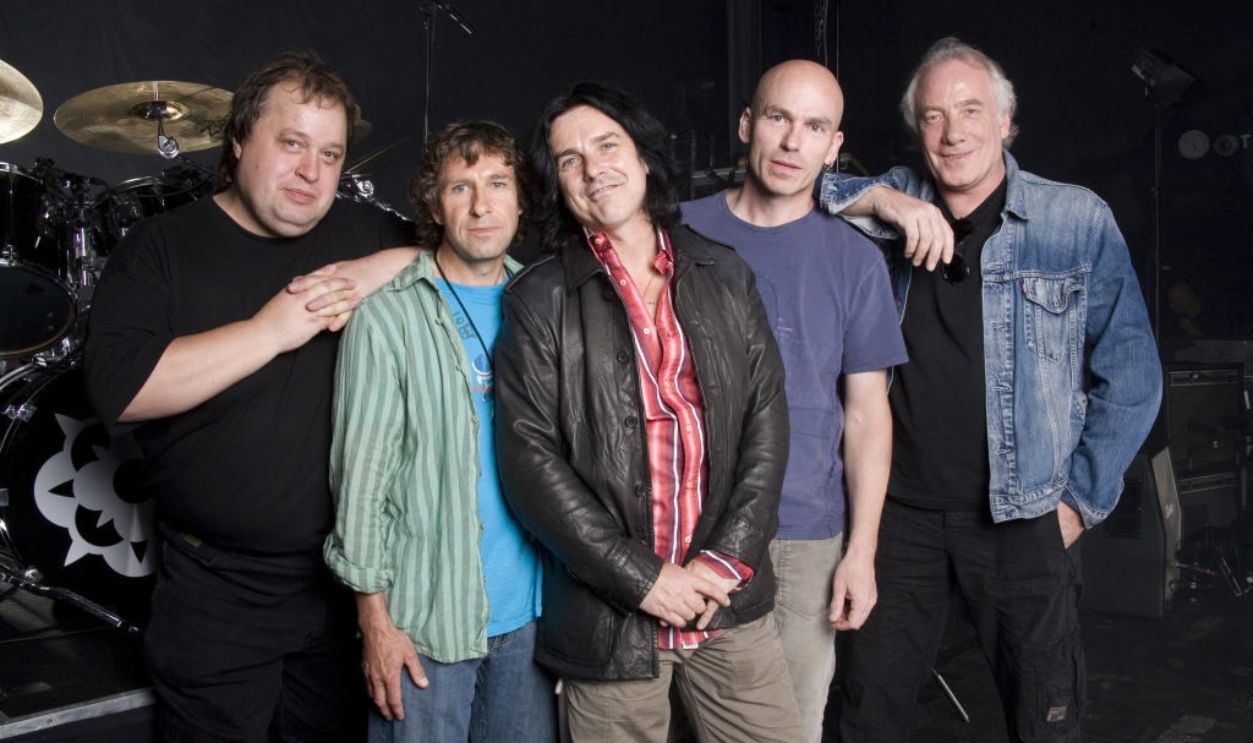 Marillion at the Forum London. Pictured are lead singer Steve Hogarth, lead guitarist Steve Rothery, keyboard player Mark Kelly, bassist Pete Trewavas, and drummer Ian Mosley. -; 15th June 2007 -; Ref EWT, 25267 -; Exclusive, World Rights -;