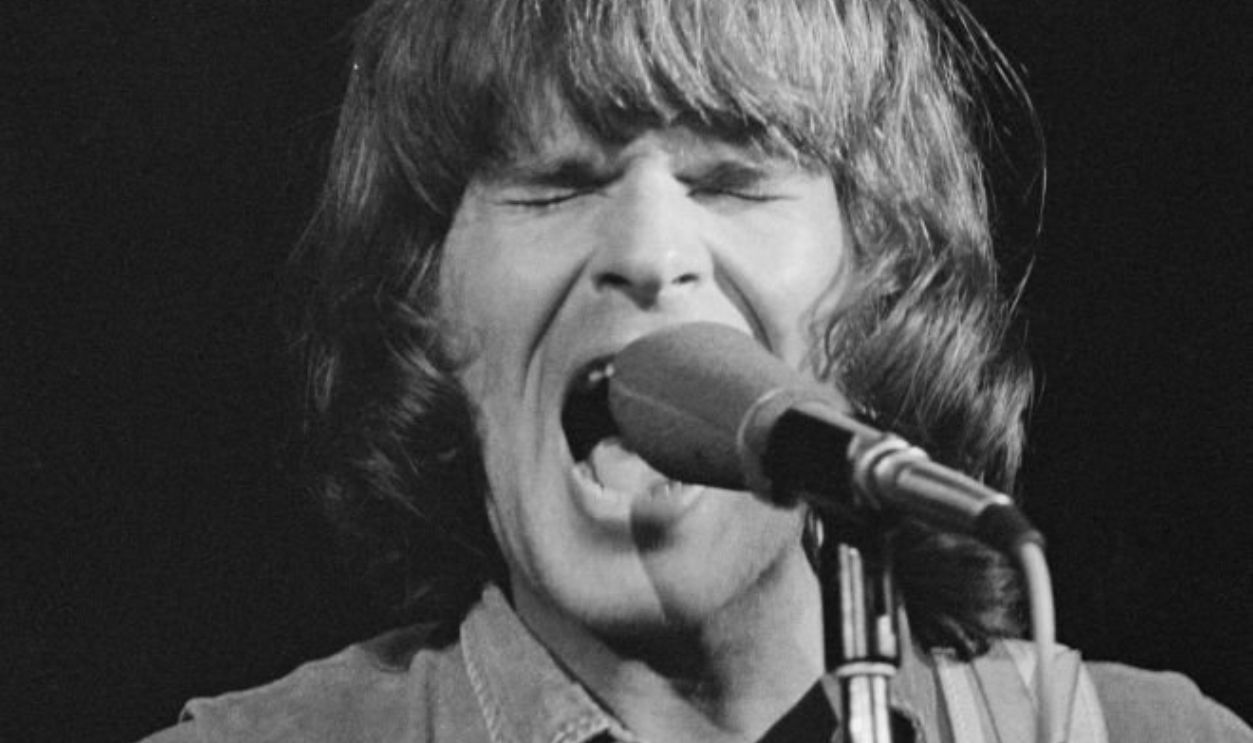 Singer and songwriter John Fogerty of American rock band Creedence Clearwater Revival in concert at Woodstock, Bethel, USA, August 1969.