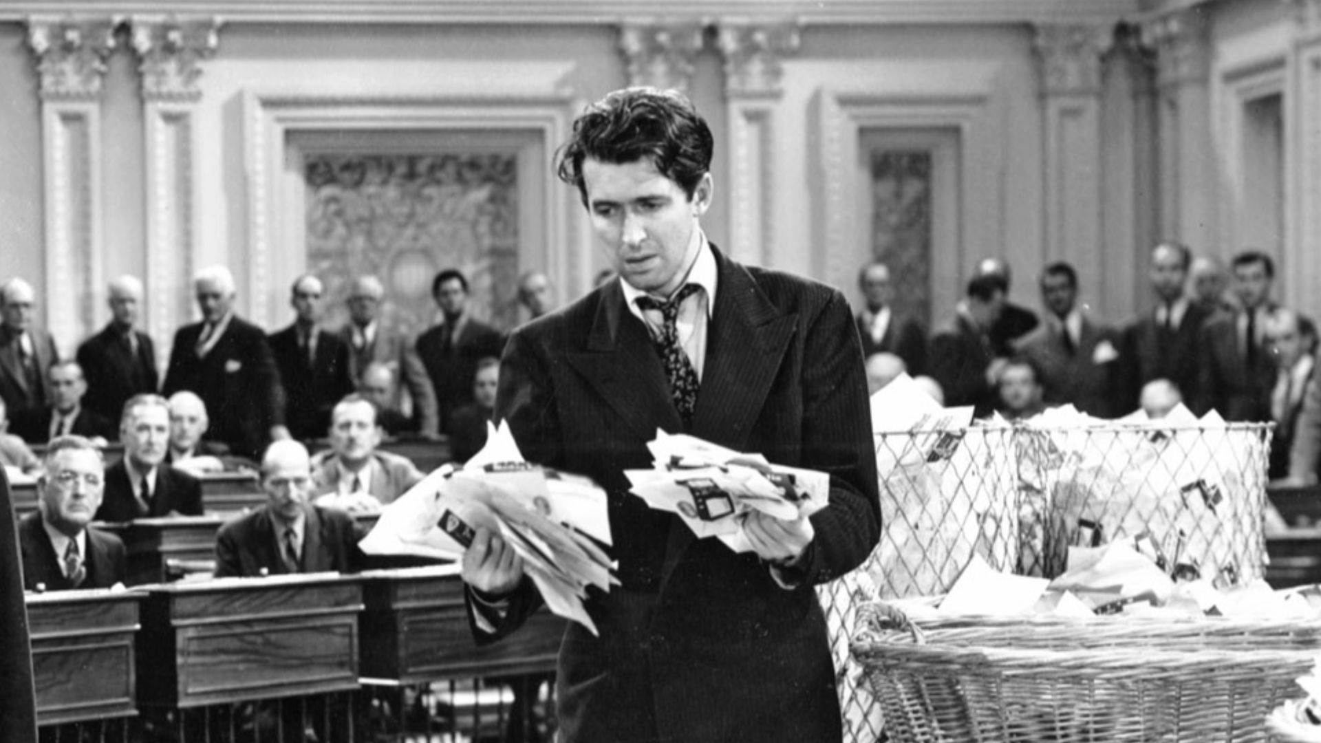 Promotional still from the 1939 film Mr. Smith Goes to Washington, published in National Board of Review Magazine