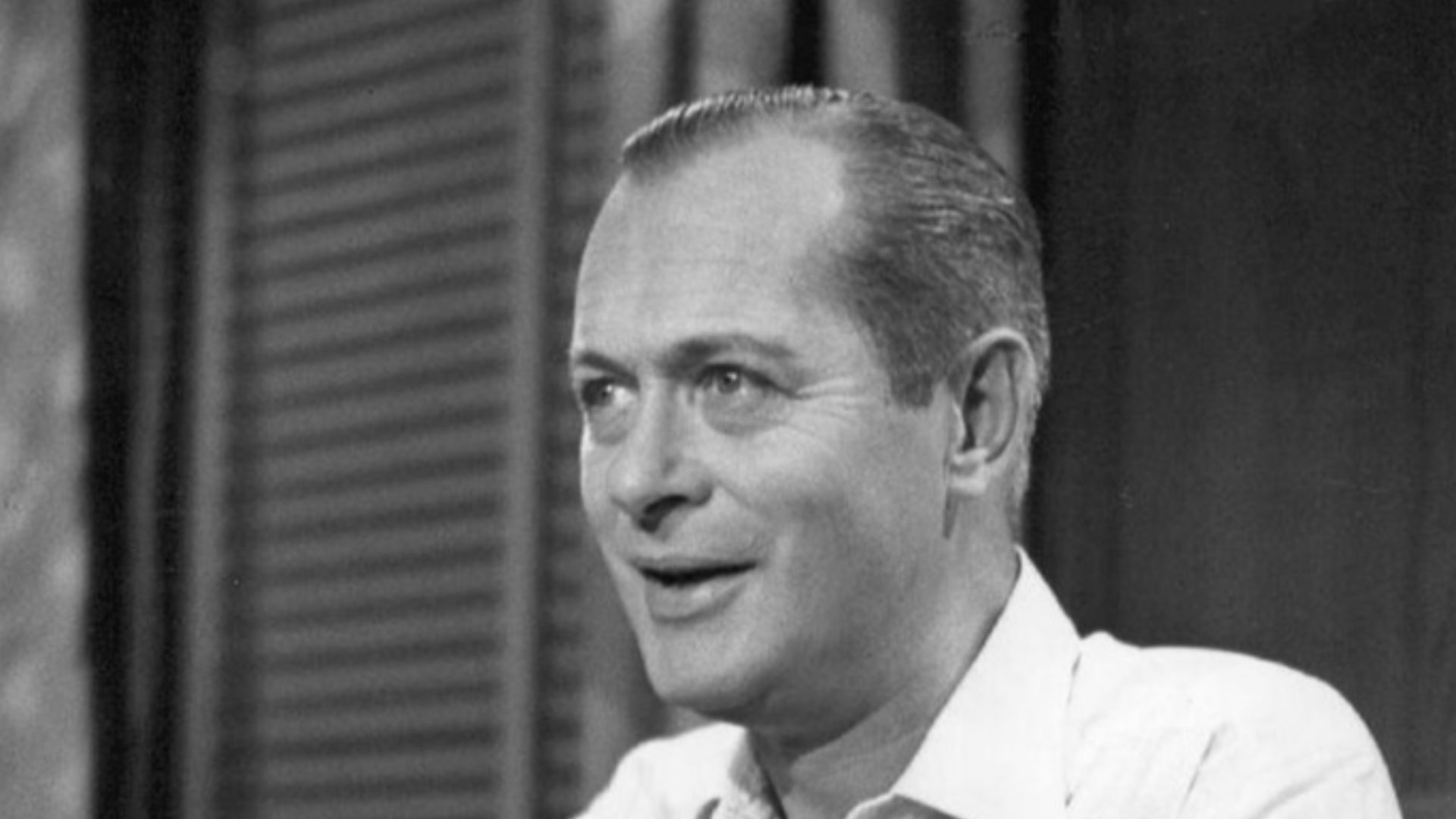 Photo of Robert Montgomery from the telvision program Robert Montgomery Presents.  The program was an anthology-type, with Montgomery as the host.  The name of the program changed quite a bit when different companies sponsored the show.
