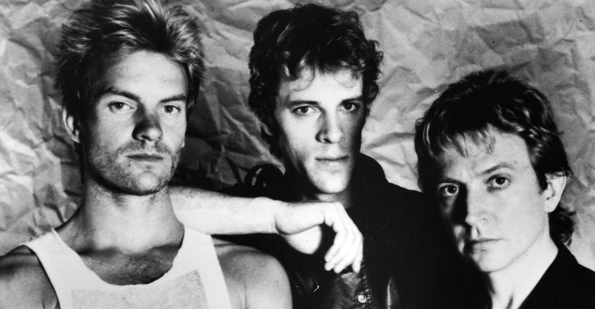 A promotional portrait of the British rock band The police (L-R)