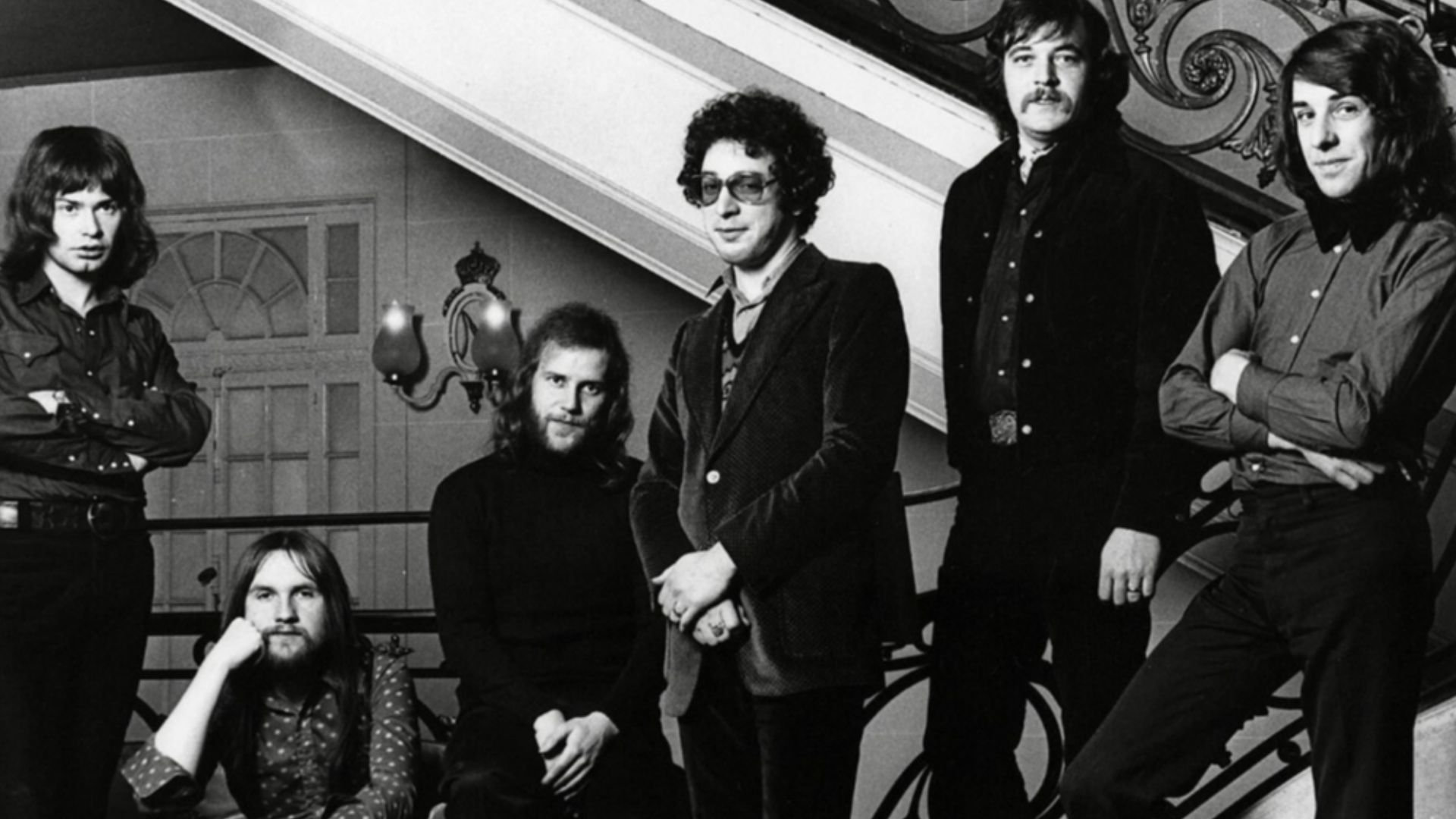 From left: Chris Copping, Mick Grabham, Alan Cartwright, Keith Reid, Gary Brooker, B. J. Wilson. This photo was also used for various international releases of their 1973 single