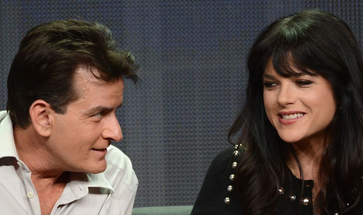 BEVERLY HILLS, CA - JULY 28: Actors Charlie Sheen and Selma Blair speak onstage at the "Anger Management" panel during the FX portion of the 2012 Summer TCA Tour on July 28, 2012 in Beverly Hills, California.