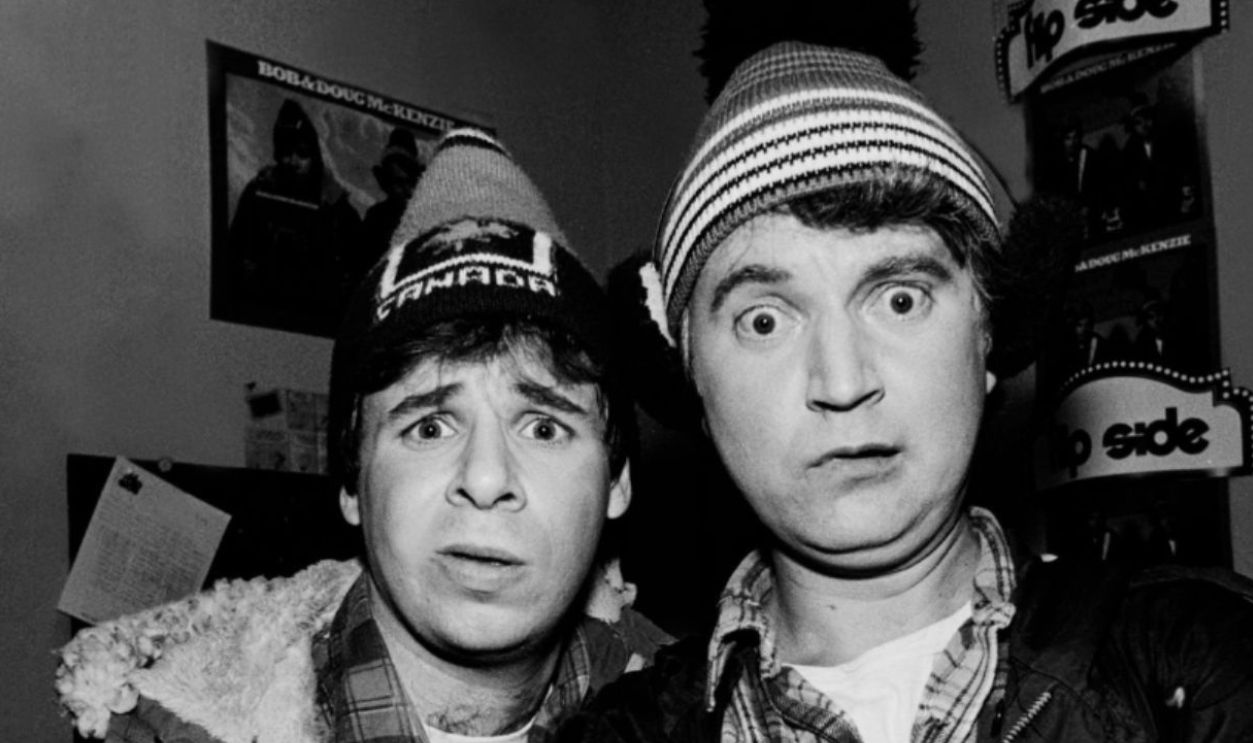 Getty Images - 848878004 - Rick Moranis And Dave Thomas As Brothers Bob And Doug McKenzie