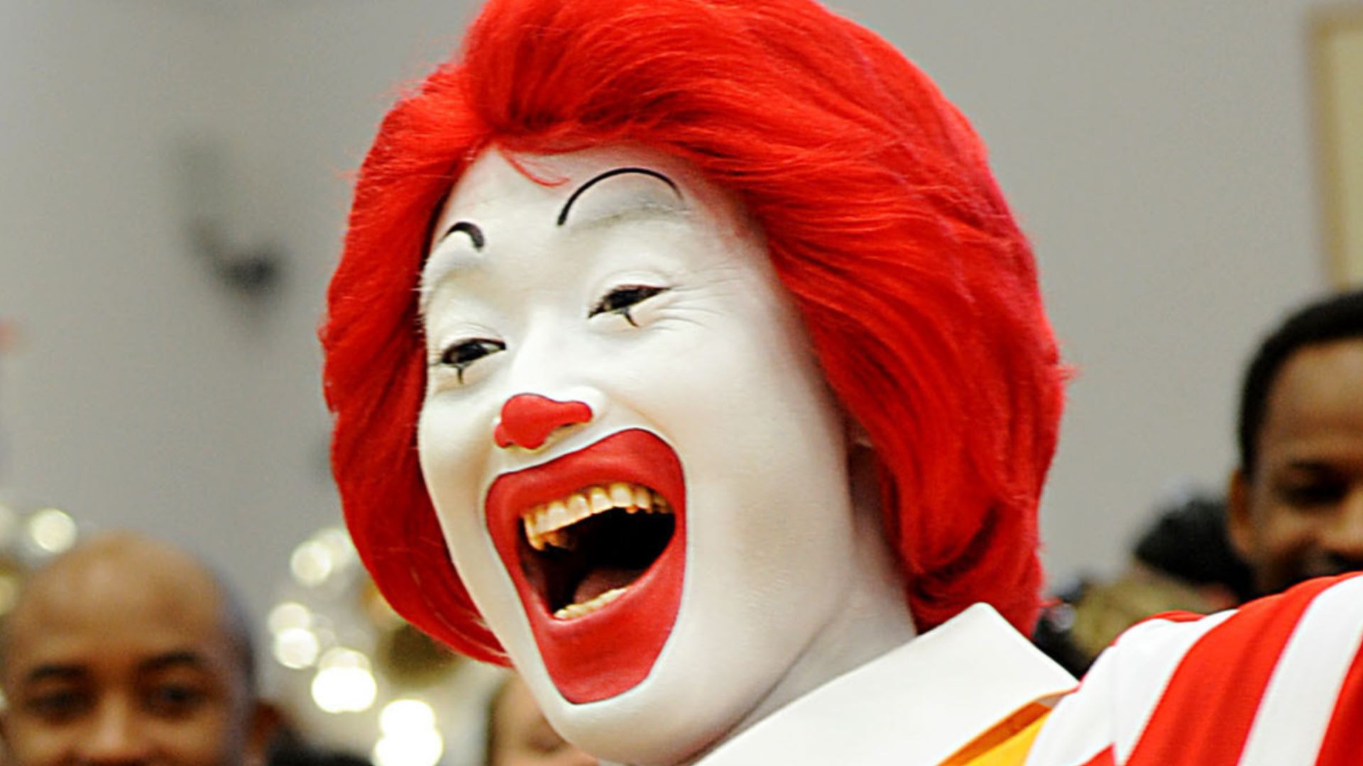 Ronald McDonald cheers during the Special Olympics opening ceremony at Kadena Air Base in Okinawa, Japan, Nov. 5, 2011. Thousands of U.S. and Japanese spectators and regional leaders attended the event in support of the more than 870 athletes and artists 