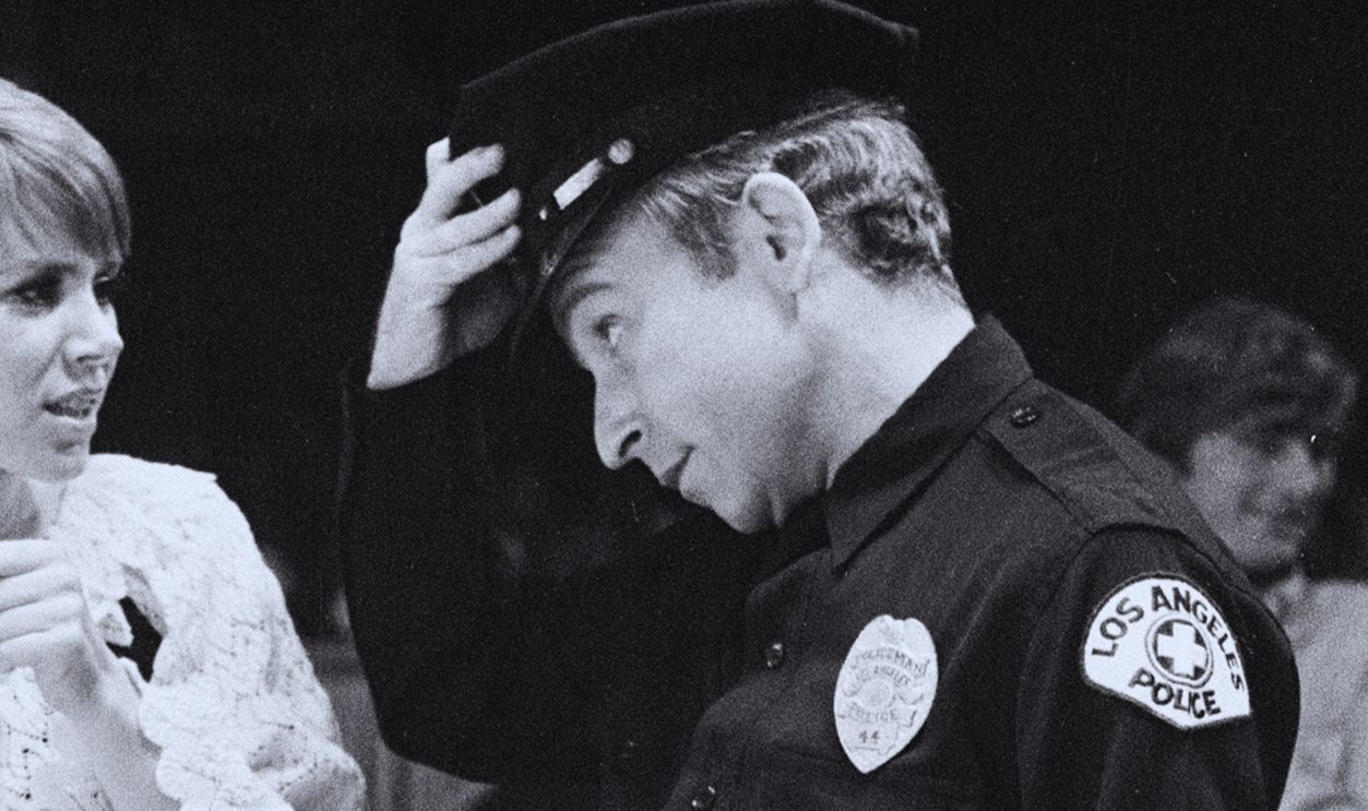 Rowan & Martin's Laugh-In, an American sketch comedy television program on the NBC television network, behind the scenes filming for series 2 episode 22, (aired Monday 3rd March 1969), in studio, Wednesday 15th January 1969, picture shows Judy Carne and Henry Gibson, regular performers on the show. 
