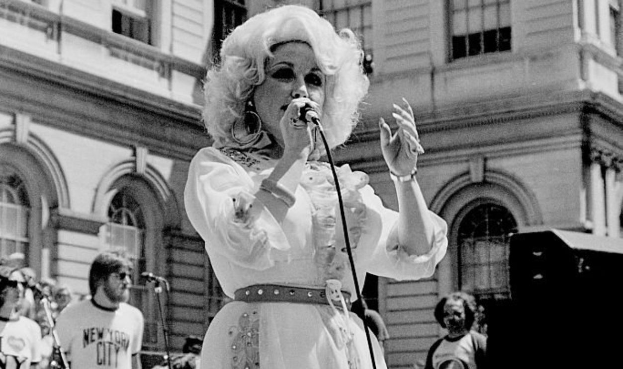Dolly Parton in performance at City Hall; circa 1970; New York.