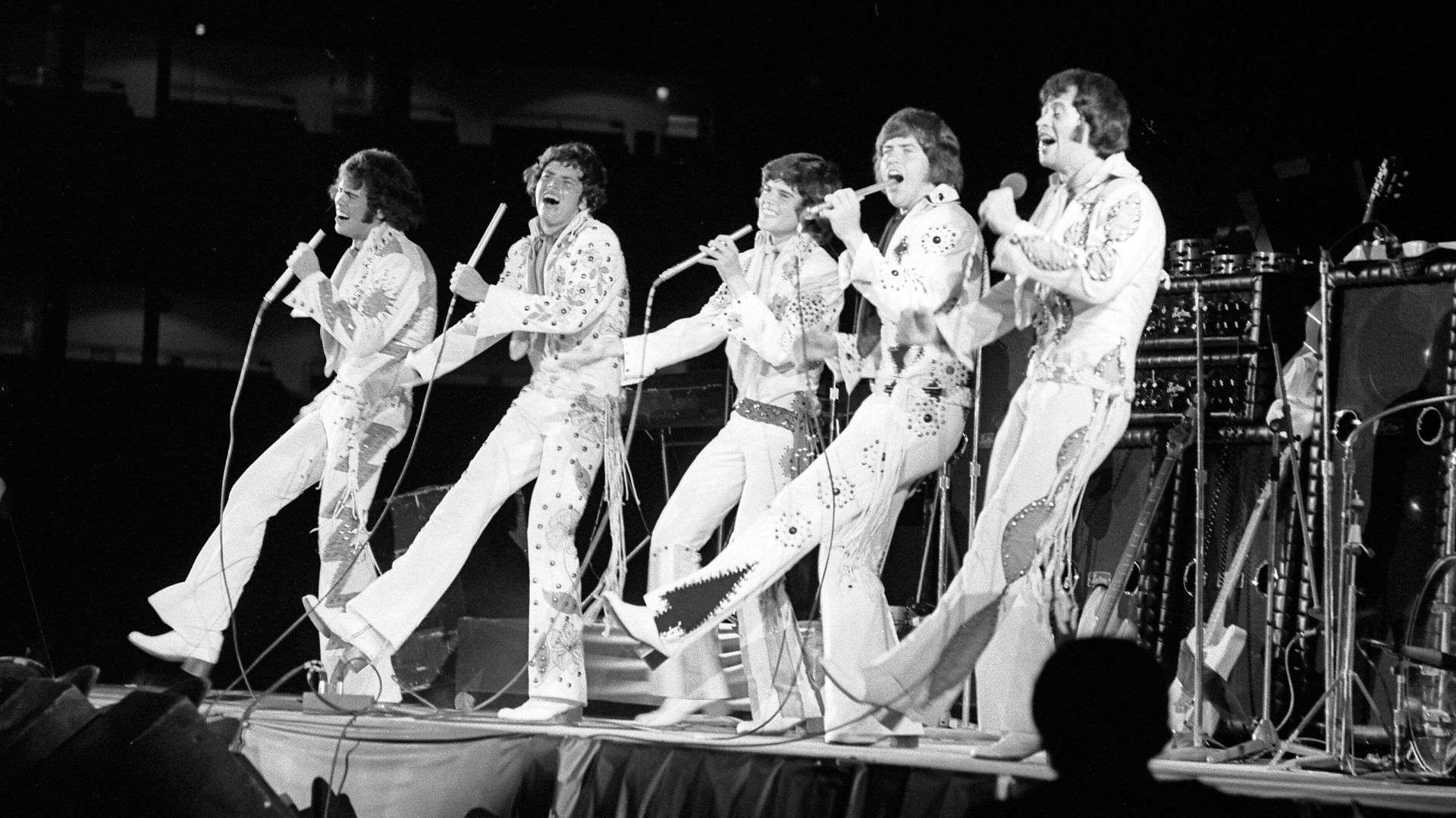 Osmond Brothers performing at Anaheim Stadium in Anaheim, California