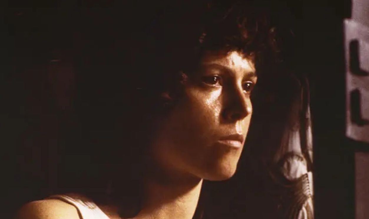 American actress Sigourney Weaver on the set of Alien, directed by Ridley Scott. 