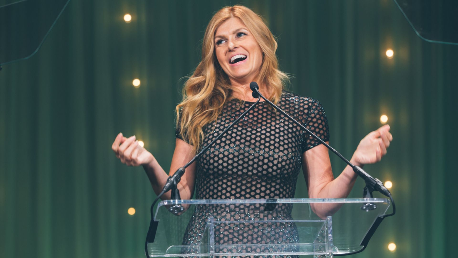 Connie Britton, recipient of the Ally for Equality Award, speaks at the 2016 Black Tie Dinner.