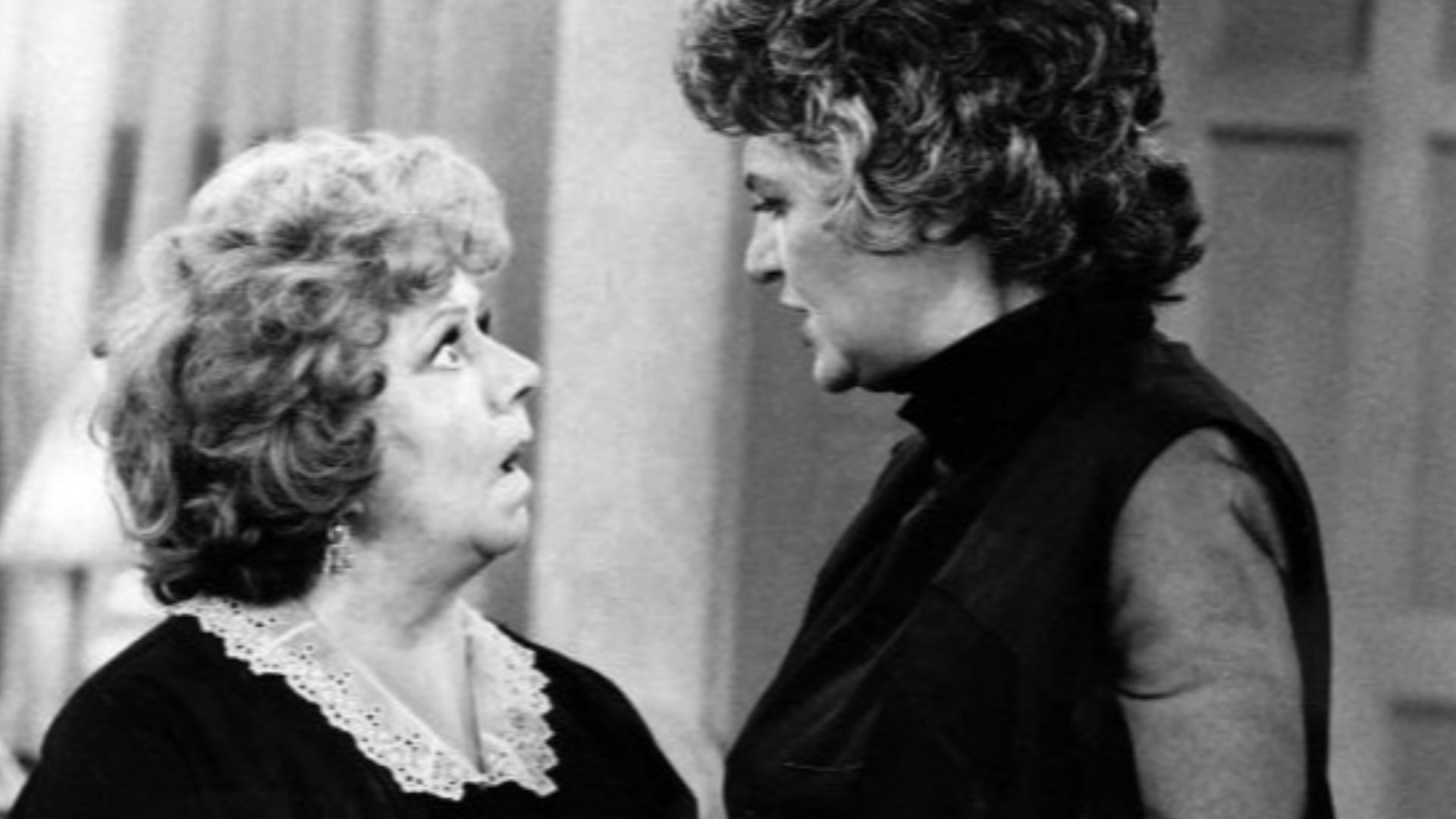 Publicity photo of Hermoine Badderly and Bea Arthur from the television program Maude.