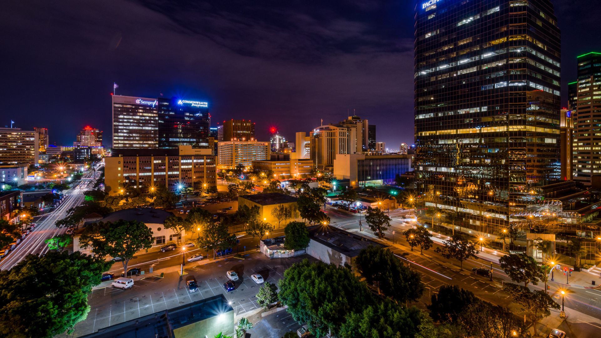 Lighting of San Diego at night