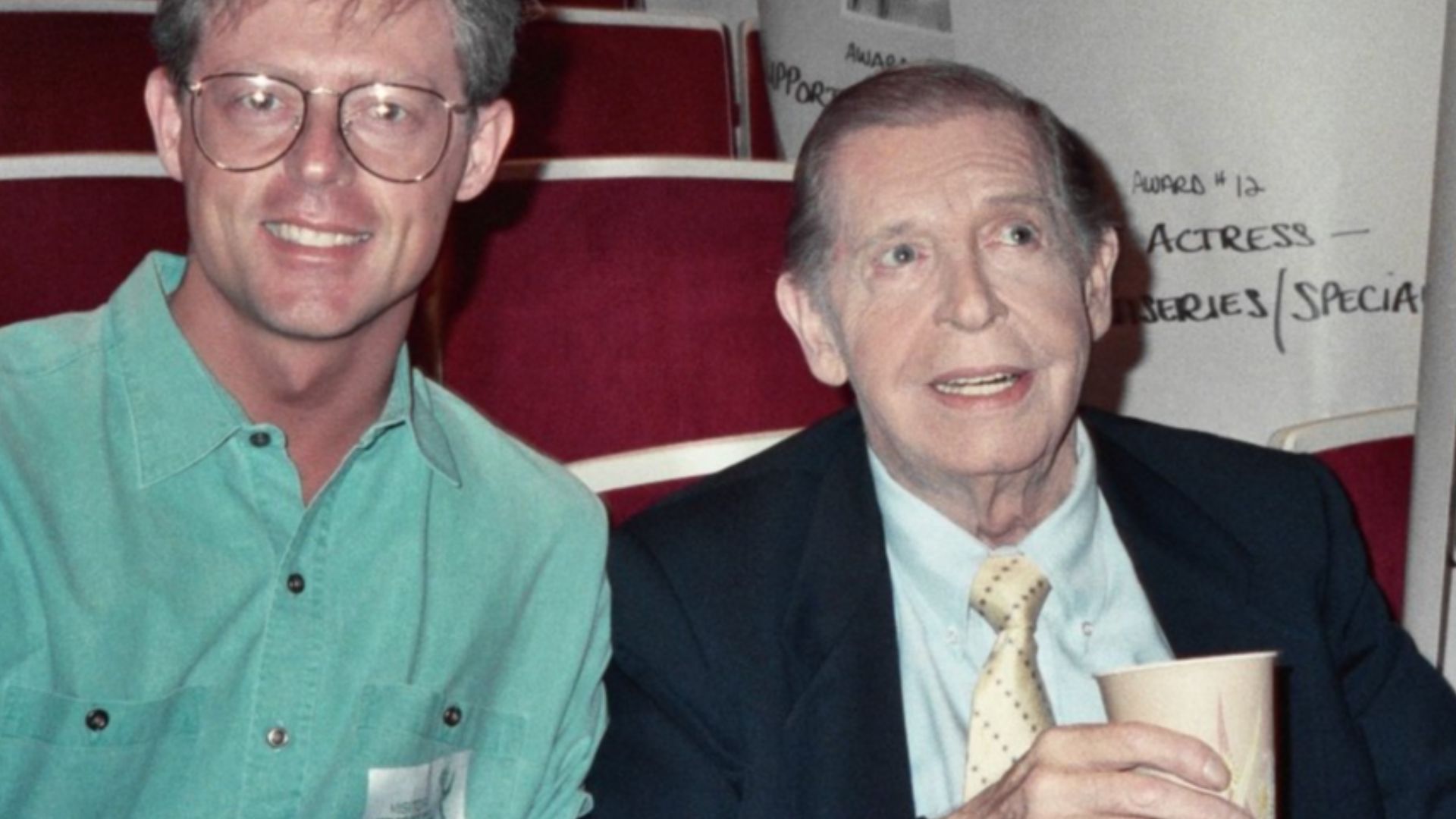 Me (Alan Light) with Milton Berle at the rehearsal for the 41st Annual Emmy Awards, 9/16/89 - Permission granted to copy, publish, broadcast or post but please credit