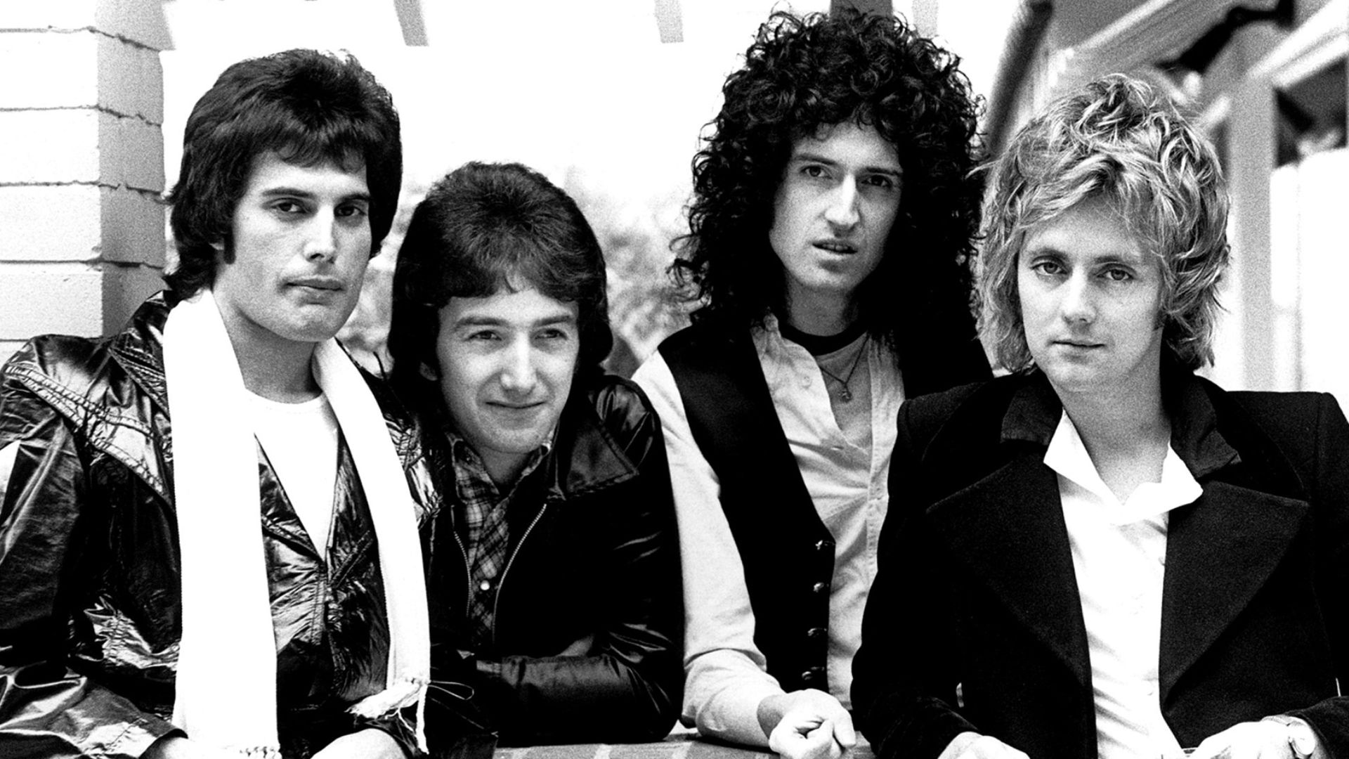 Musical band Queen, circa 1977. From left to right; Freddie Mercury, John Deacon, Brian May, and Roger Taylor.