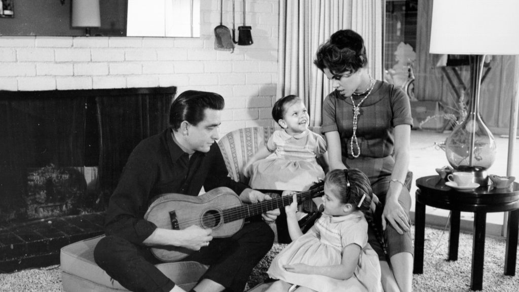 Johnny Cash with wife and children