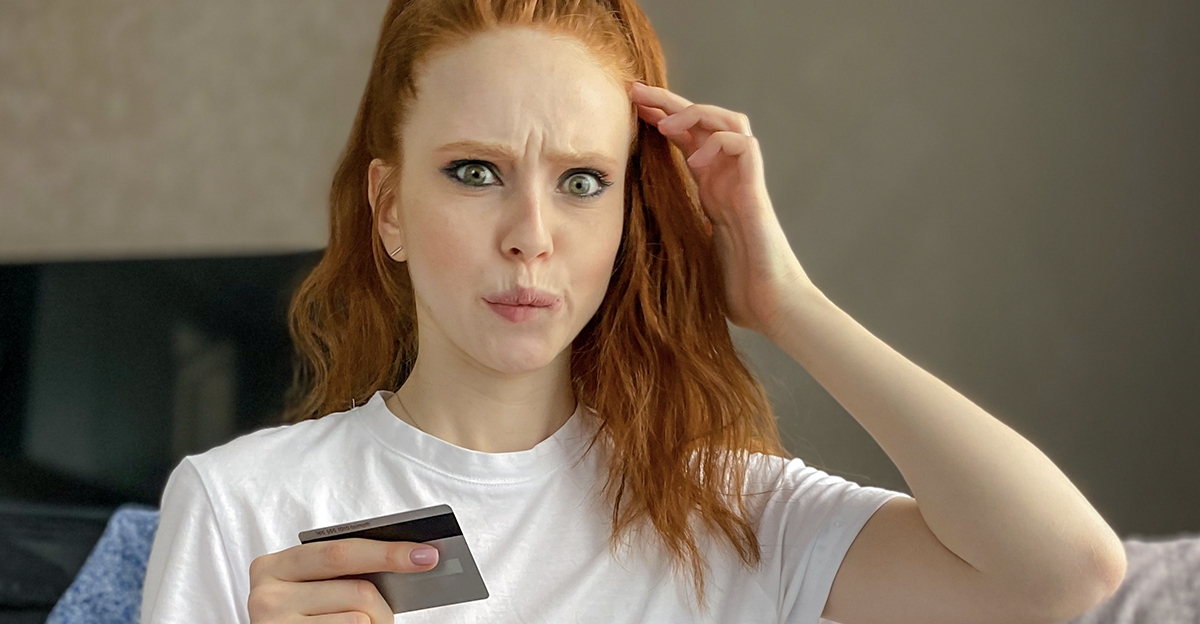Young woman is surprised, worried, indignant.