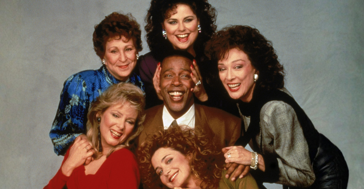 Promotional portrait of the cast of the television series, 'Designing Women,'