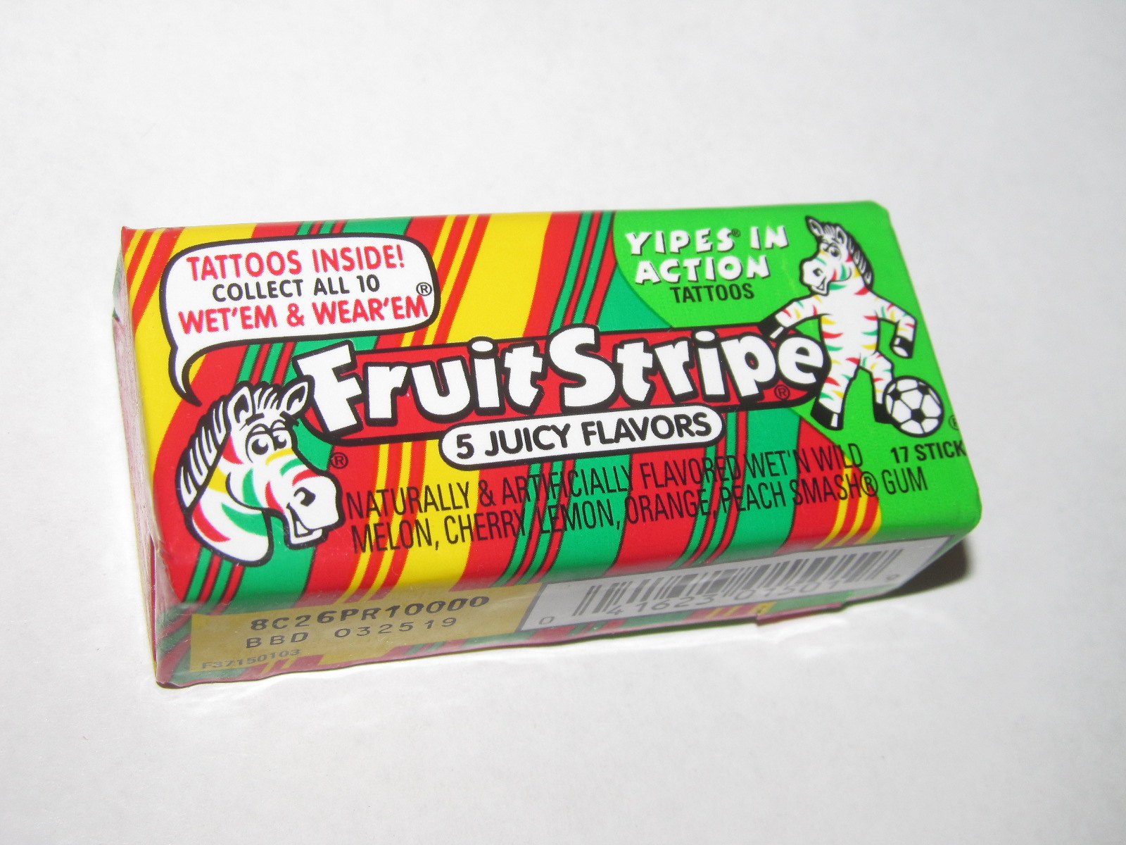 Fruit Stripe Gum on table.