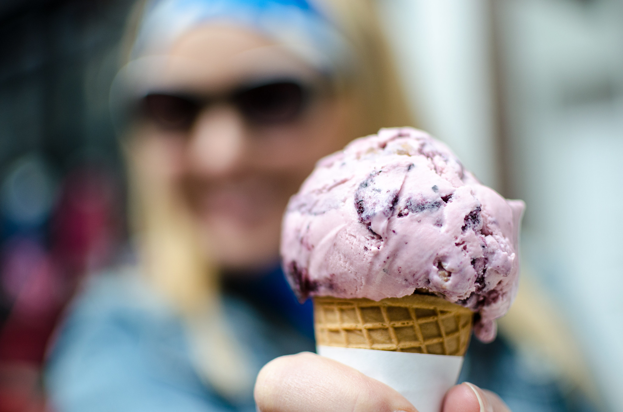 cone of blueberry ice cream