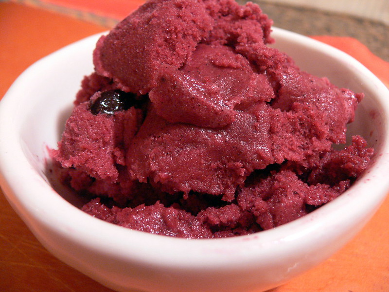 Close-up Photo of Cabernet Sorbet in a white bowl