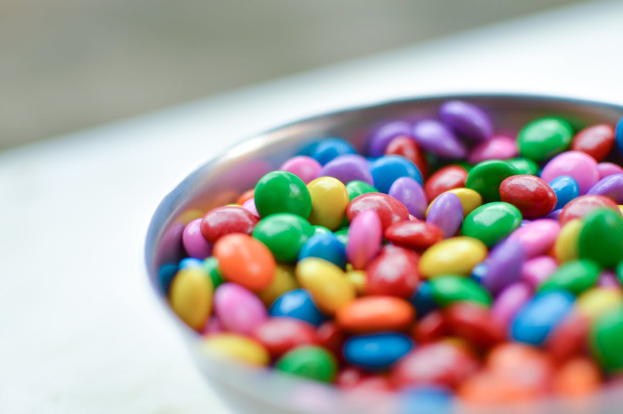 Close-up Photo of M&M's Chocolates in Bowl