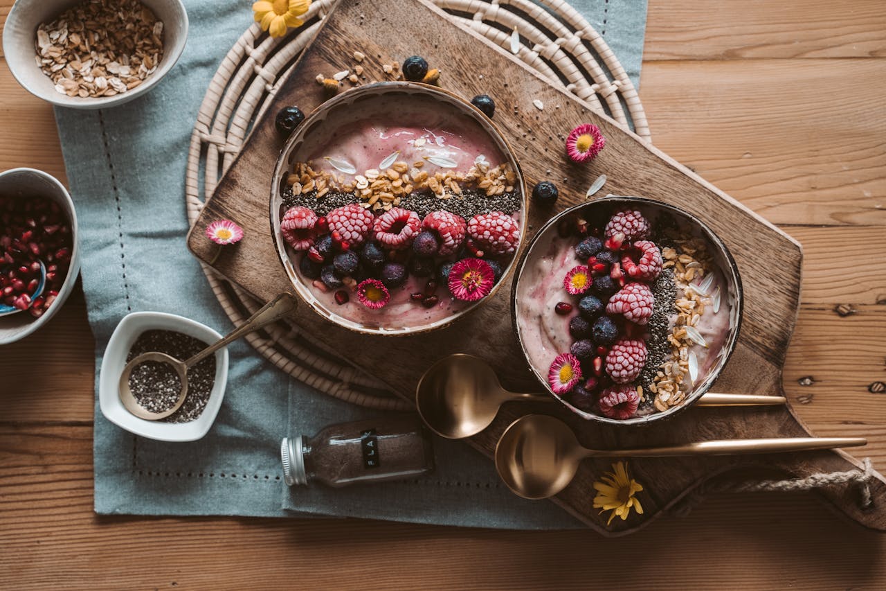 Close-up Photo Of Fruits And Smoothie On A Bowl