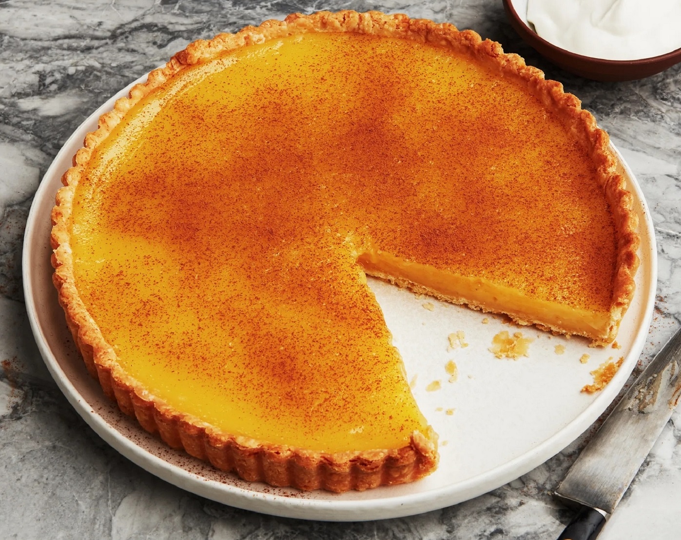 Vinegar Pie served on a white plate