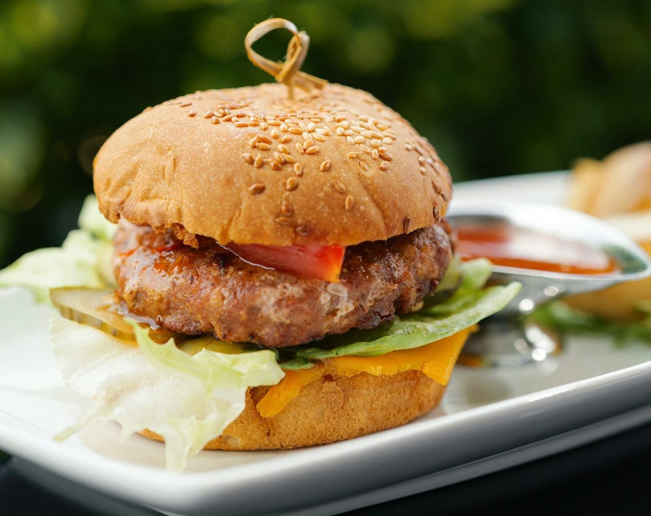 Beef Burger on a Plate