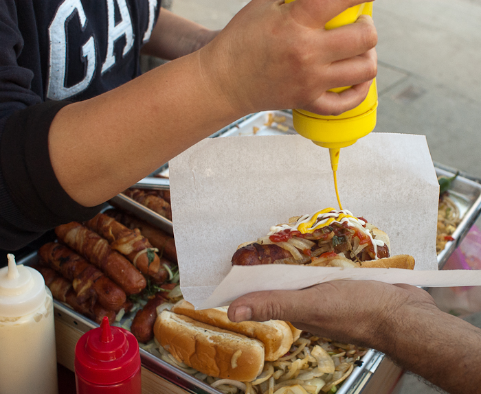 Close-up Photo of a person serving a Danger Dog