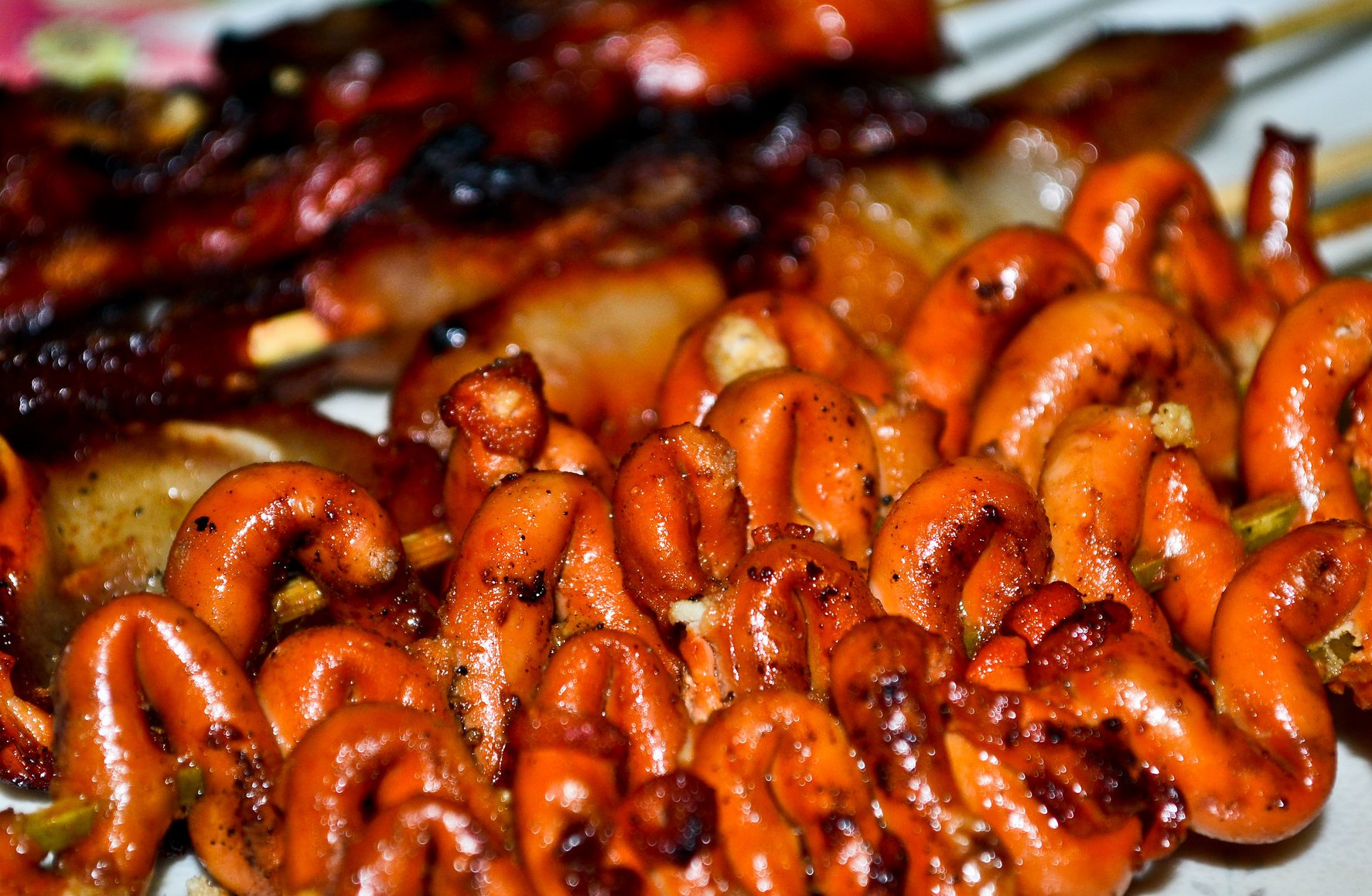 Close-up Photo of Isaw on a white plate