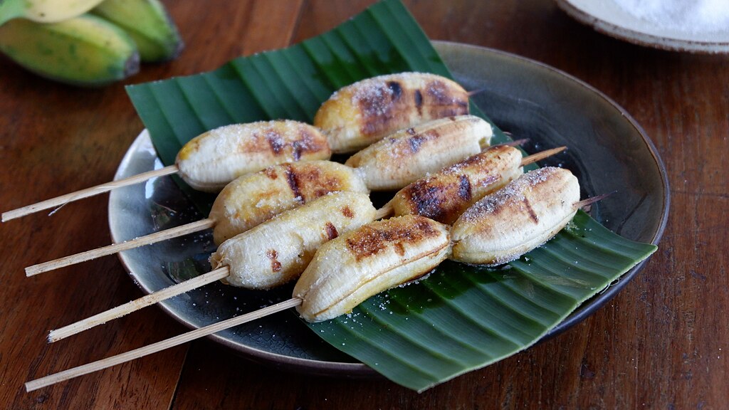 Close-up Photo of Ginangang on a gray plate placed on a wooden table