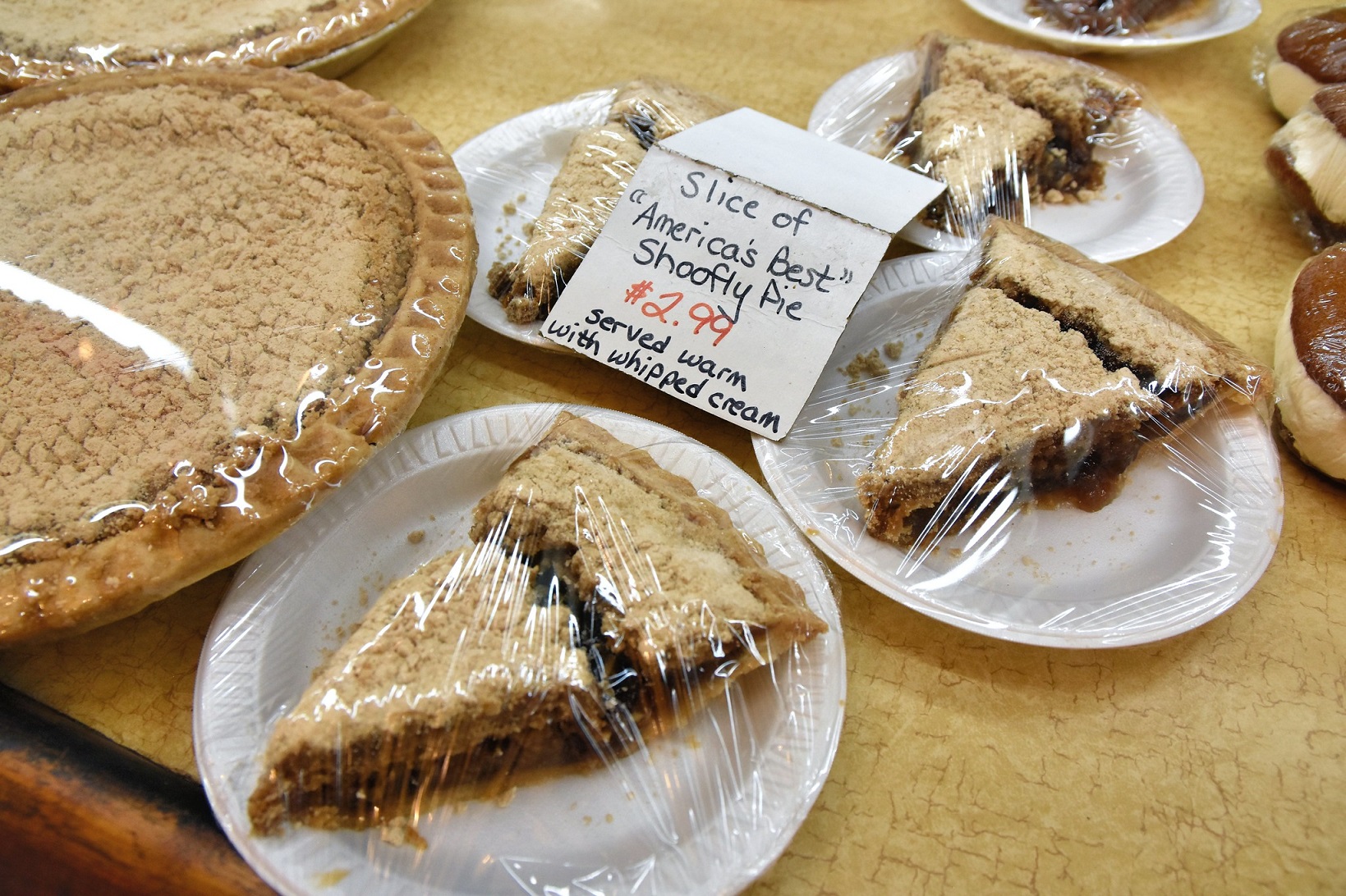 Shoo-Fly Pie on a plate.
