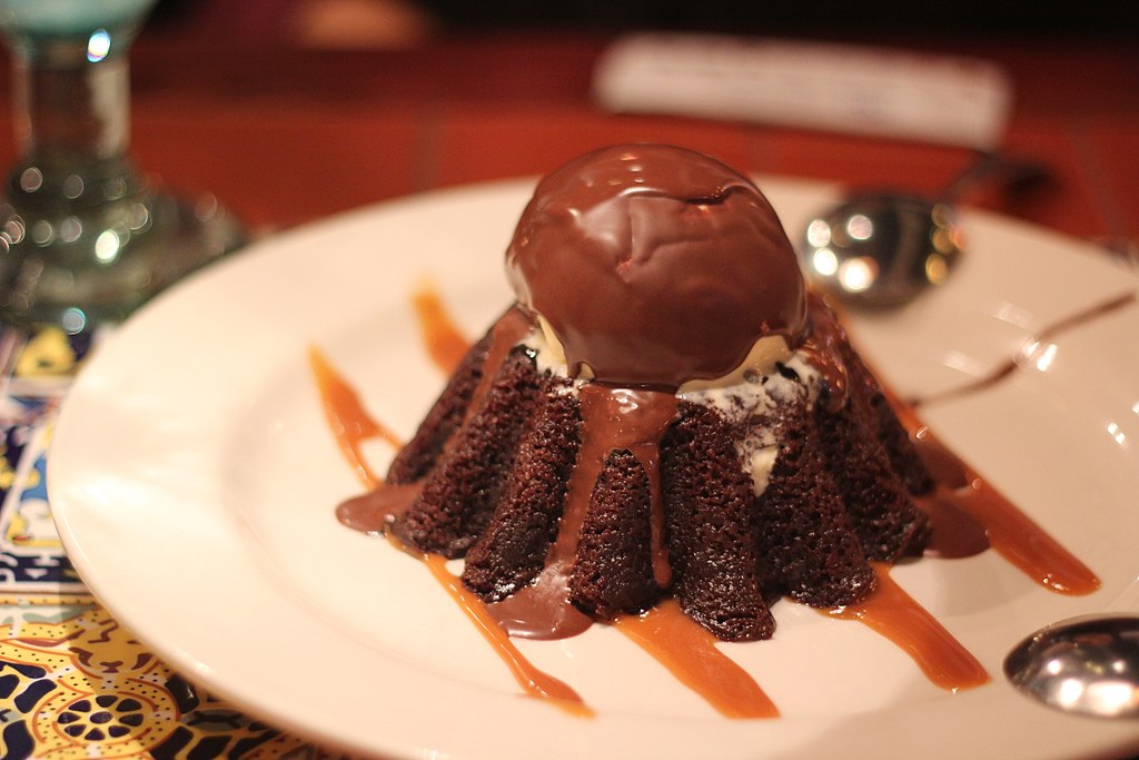 Close-up Photo of Molten Chocolate Cake on a white plate