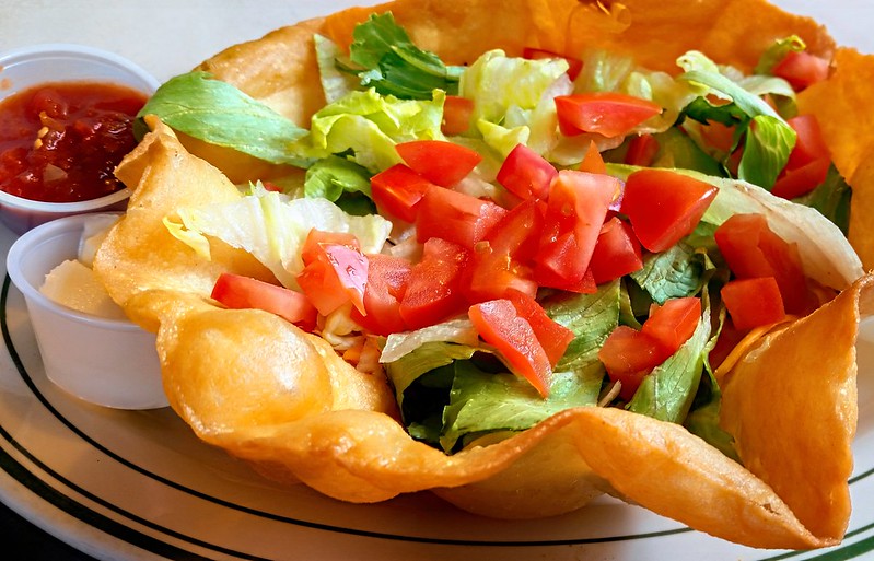 Close-up Photo of Taco Salad Bowl on a white plate