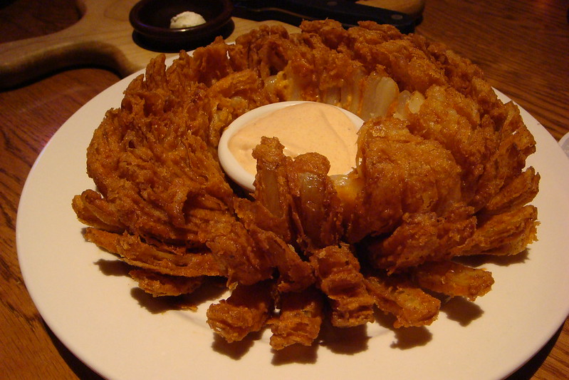 Close-up Photo of Bloomin' Onion on a white plate