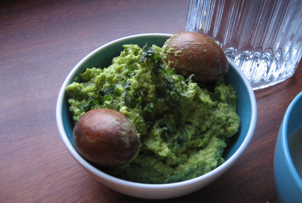 Close-up Photo of Tableside Guacamole on a bowl
