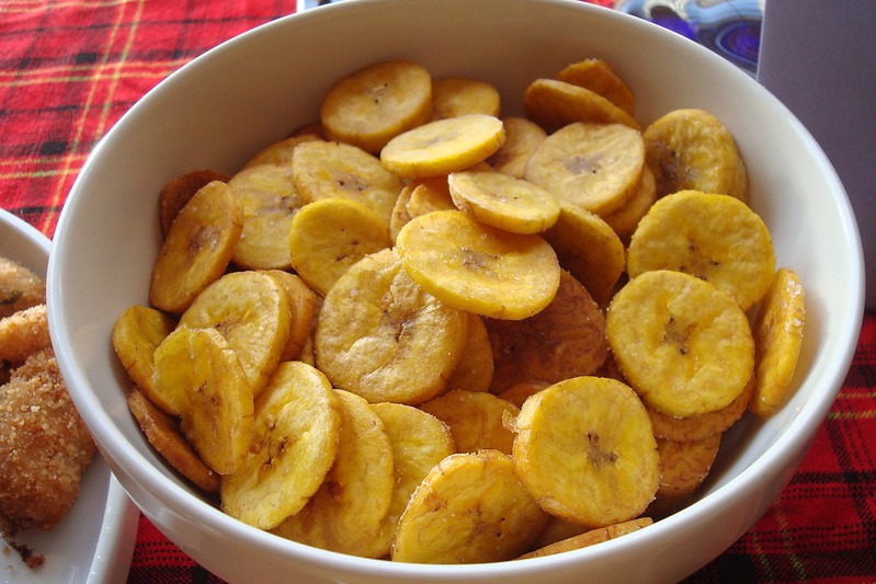 Close-up Photo of Plantain Chips in a white bowl
