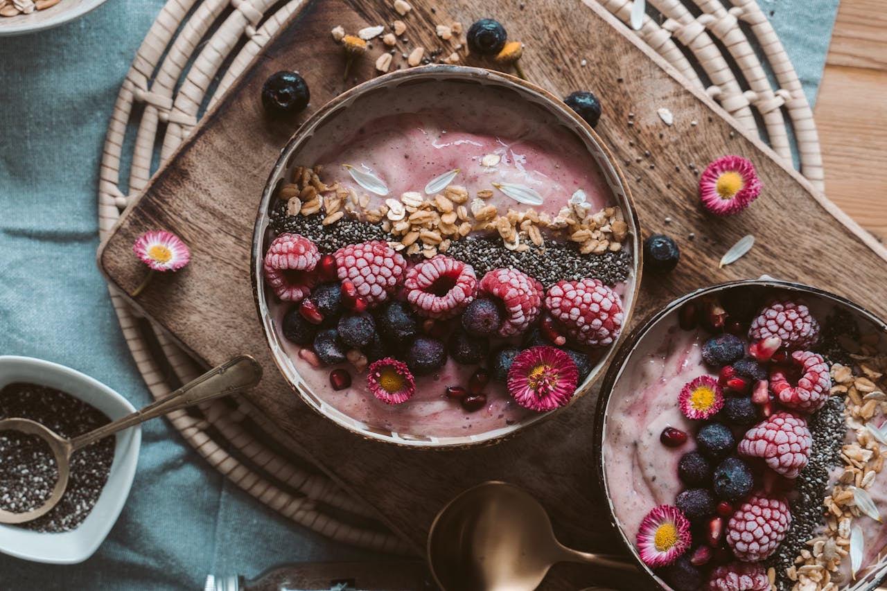 Delicious Acai Smoothie Bowl in Close-up Photography
