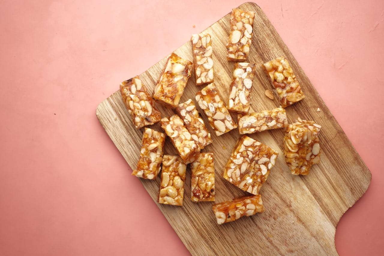 Overhead Photo of Homemade Protein Bars on a Cutting Board
