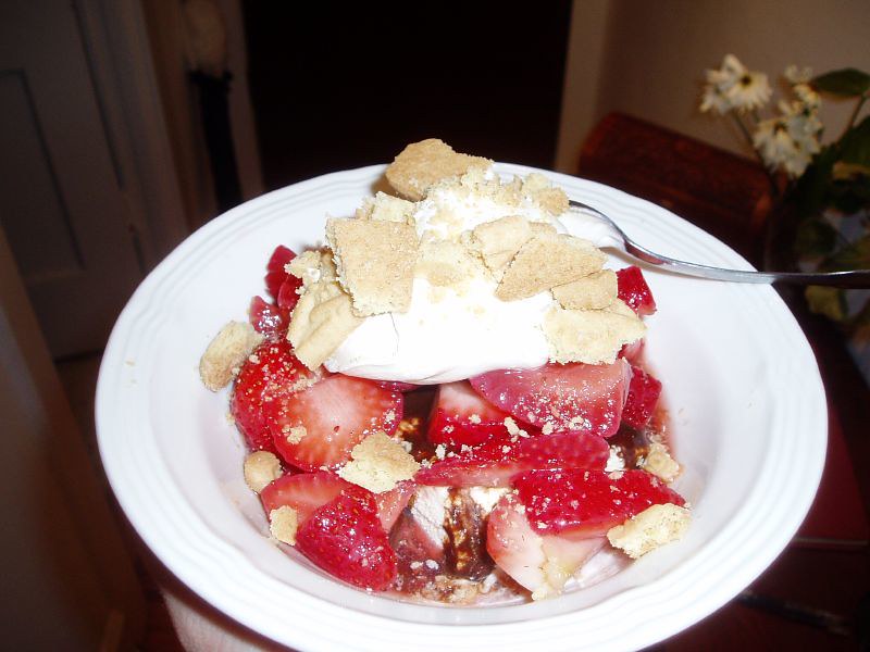 Close Up Photo of Ice cream with cake crumbs on top on a white bowl