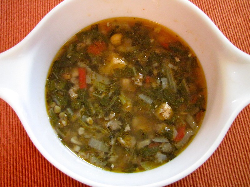 Overhead Photo of Sausage Lentil Soup