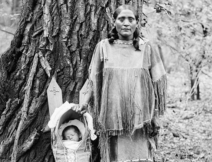 Native American Woman and Baby in Cradleboard