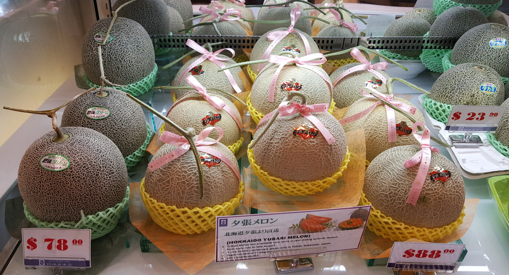 Hokkaido Yubari King Melon on the Japanese supermarket