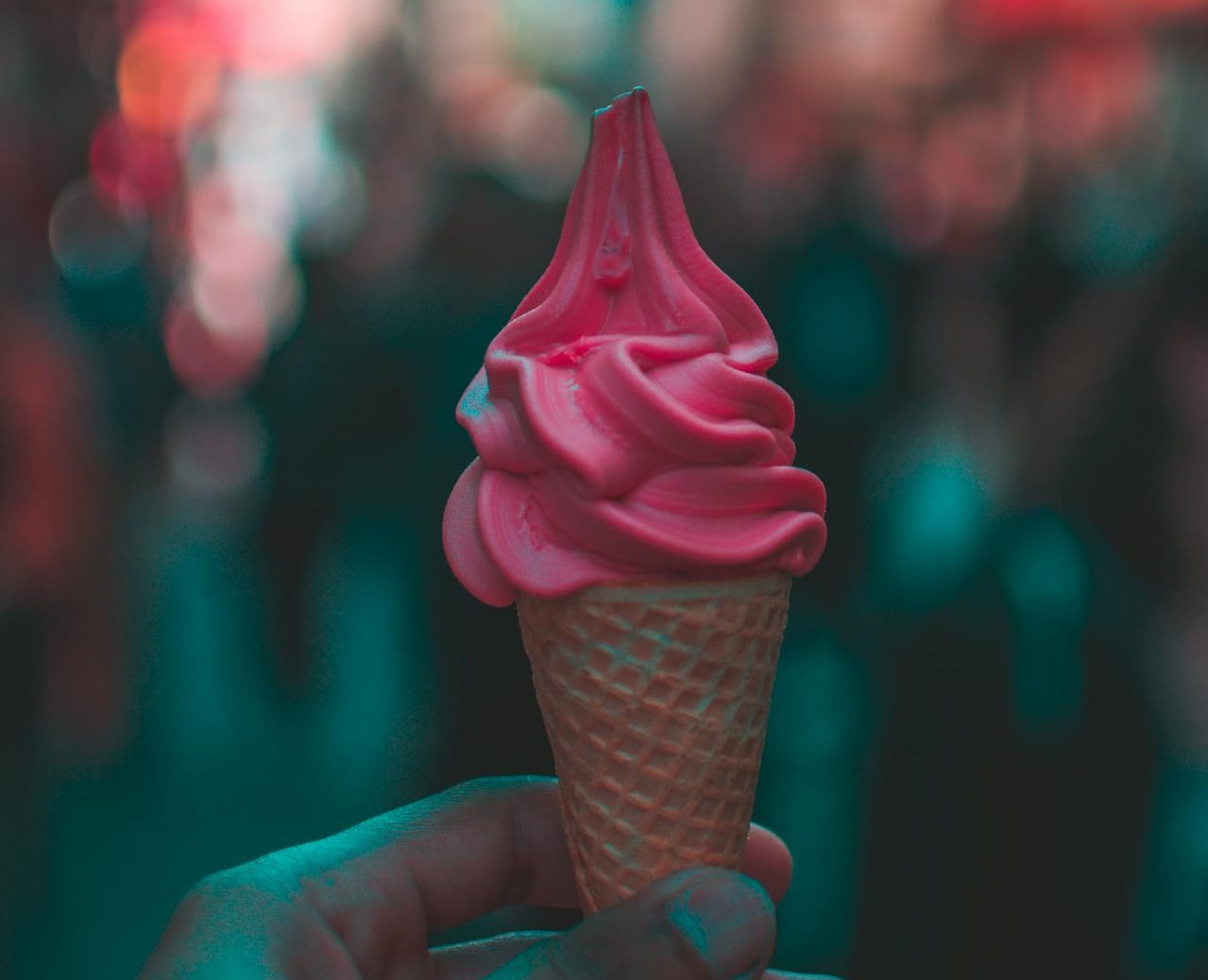 Person Holding Strawberry Ice Cream