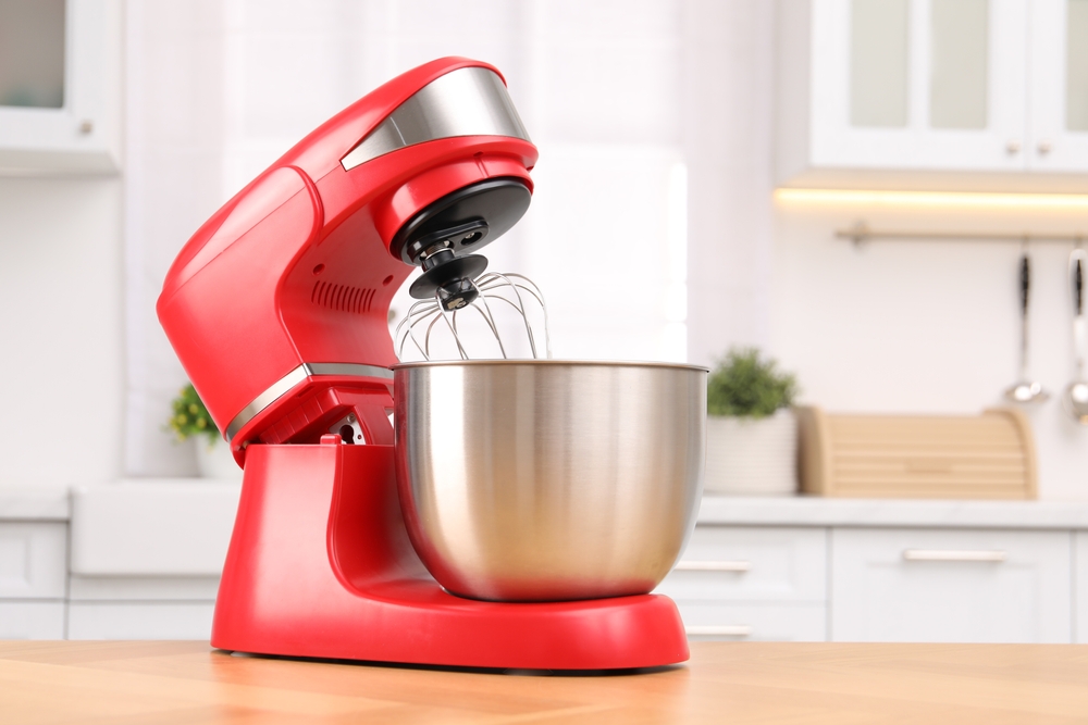 stand mixer on wooden table